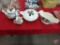 Red Wing tea pot, creamer, covered dish with handle, center piece