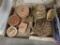 Assorted wood and woven trinket boxes, Both boxes
