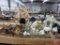 Ceramic, wood figurines, birds, dogs, birds, apes, Lifton, Homco, some from Germany and England,