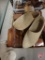 Assortment of wood boxes and large wood shoes