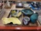 Unique shaped ceramic/pottery pieces, fish shaped dish, both boxes