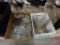 Glassware, clear, glasses, bowls, candle holders, vases, light cover, Both boxes