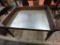 Wood serving stand, straps need repair, wood table 20inHx36inWx12inD, and