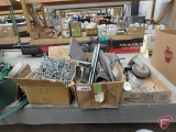 Metal tag board hooks, various sizes, metal brackets, metal table legs, pair of casters