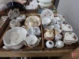 Ceramic bowls, pitchers, cups, dishes, baskets, cream and sugar bowl