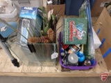 Acrylic fish tank, plants, filters, pump, chemicals, crab tank ornament