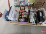 Craft supplies, binders of stamps, ribbons, coin counter, scrap booking items