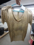 Whiting and Davis gold chain metal mesh top, size medium, and