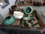 Ceramic pots/vases, Red Wing, Royal Haeger, metal flower frogs, Both boxes