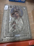 Ornate tin framed religious picture