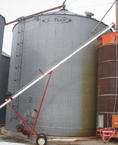 Butler 36 X 32 26,000 bushel grain bin, full floor aeration, floor auger, fan & cone spreader, Bin 2