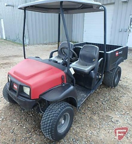 2016 Toro Workman MDX 4x2 gas utility vehicle with manual poly dump box, canopy, lights, 675 hrs