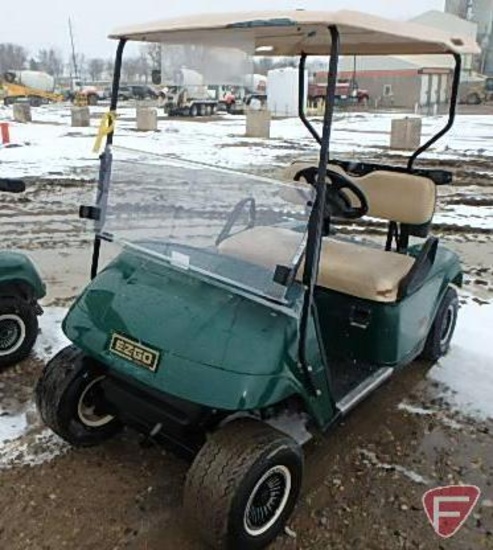 2004 EZ-GO TXT electric golf car, with folding windshield, top, and club racks, SN: 2206655