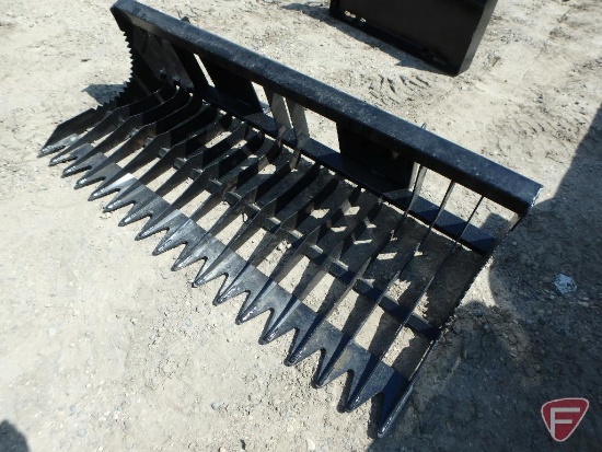 Brute 75" rock bucket with 4" tine spacing universal mount skid steer attachment