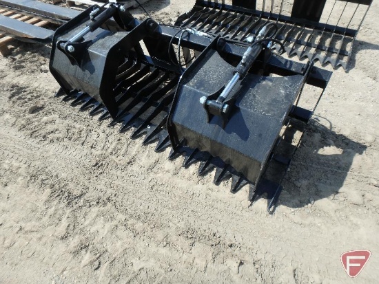 Brute 75" skeleton grapple with 4" tine spacing universal mount skid steer attachment