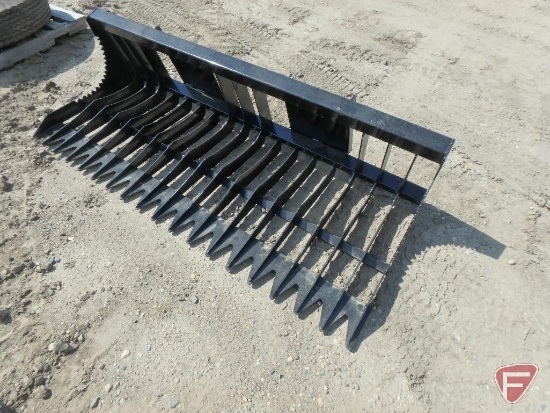 Brute 80" rock bucket with 4" tine spacing universal mount skid steer attachment