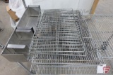 23inH stainless steel corner shelf and wire racks: (3) 14inx21in, (5) 16inx25in