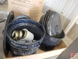 Enamel pots with lids, small enamel roaster, canning lids