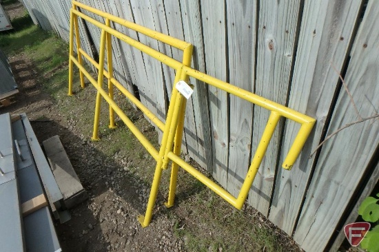 Safety railing, (2) sections; one section with hidged with walk-through gate