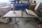 (3) tables with metal legs and adjustable podium