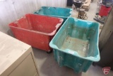 (3) fiberglass bins on wheels