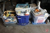 Painting supplies: paper tape, paint brushes, plastic sheeting, Wolf Craft clamps,