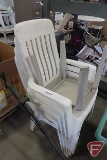 (2) plastic lawn chairs and end table