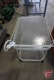 Metal and glass flower pot garden cart on rollers