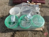 Nuts and bolts, parts bins, 5 gallon pails, and brackets