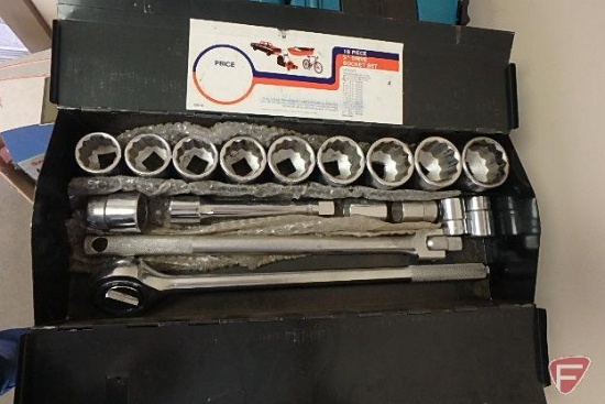18pc 3/4in drive socket set with metal case