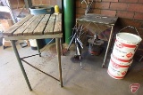 Vanish application/recovery stand, barrel pump, grease guns, metal pry bar, metal frame