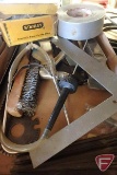 Duct tape, wire brush, files, wire gauge, stethoscope, saw blades, hand riveters