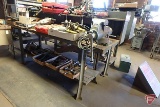 Work bench 7 ft long with top and bottom shelving