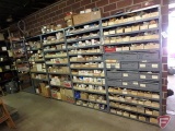 Shelving: (5) 36inx18inx75inH sections, includes 12 metal drawers