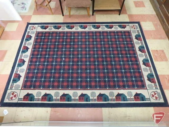 (3) Area rugs, Brown/Tan is Karby 4ft4inx6ft3in, red/green print is 90inx63in