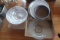 (8) 9in dia. Baking pans, glass bowl, plastic serving bowls