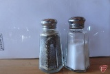 (44) glass salt and pepper shakers with extra stainless steel lids