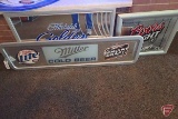 Michelob Golden, Miller Lite, and Coors mirrored framed beer advertising
