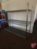 Metro Rack wire shelving: (4) 55inH uprights, (3) 2ftx5ft shelves