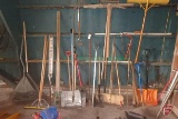 Yard/garden hand tools: rakes, squeegies, snow shovels, post hole digger, pitch fork, sand rake