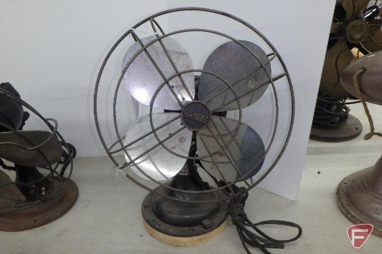 Vintage Gilbert variable-speed oscillating fan, modified base