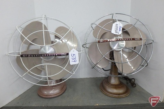 Vintage Westinghouse oscillating fan, cat no. 12LA4, part no. Y-4693, 16" tall