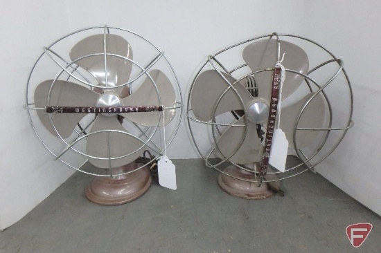 (2) Vintage Westinghouse oscillating fans, Cat. No. 10LA4, Part no. Y-4967 and