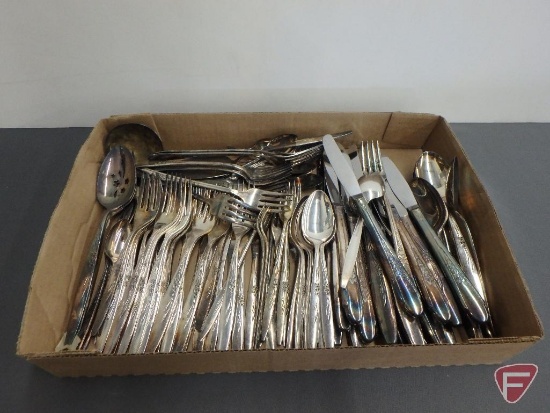 Metal items, Oneida Community Silverplated flatware, Rogers and Son flatware, and other flatware,