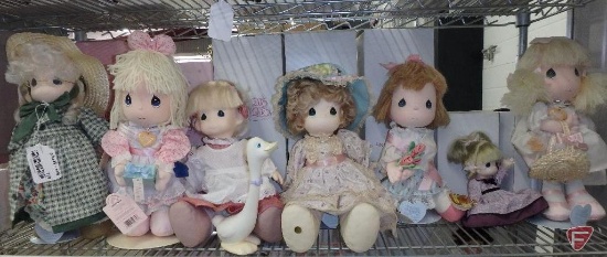 Precious Moments collector dolls, (7) 15in-8in, All on shelf
