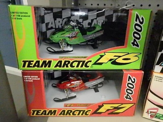 Team Arctic replica toy snowmobile, 2004 F6 Limited Edition and 2004 F7 limited edition