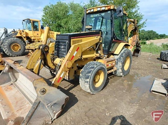 2006 CAT 446D rubber tire backhoe with 96" front clam shell bucket, 5541 hrs, SN: CAT0446DKDBL00671