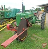 1947 John Deere B styled narrow front tractor with buzz saw and Roper wood splitter, SN: 196456
