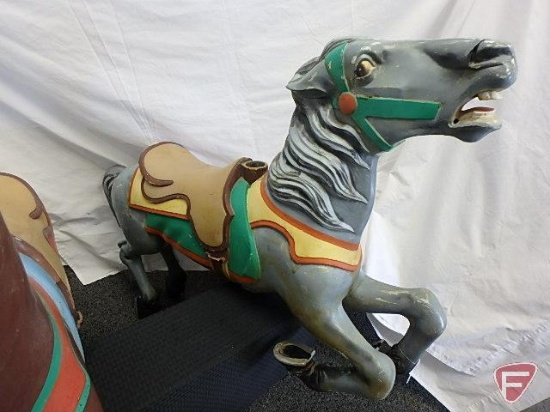 CW Parker Carousel Horse, cast aluminum horse with pole, hardware not included