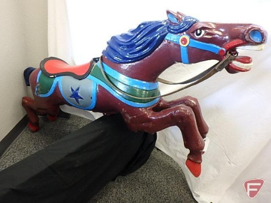 CW Parker Carousel Horse, cast aluminum horse with pole, hardware not included